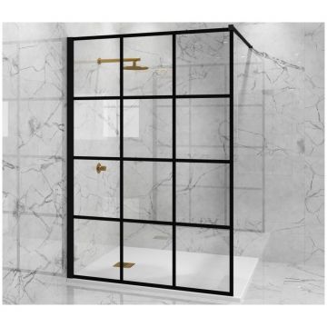 Душевая перегородка Paini (Паини) 100x195 рисунок решетка, черный матовый PAINI-WalkIN100G