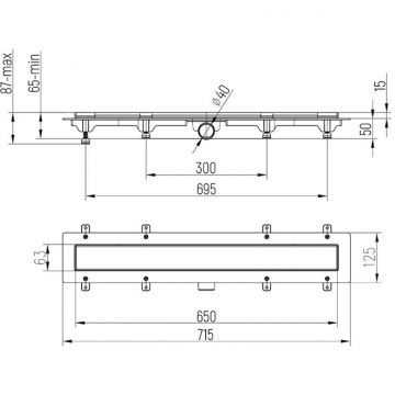 Душевой лоток с рамкой Paini (Паини) Klasik 650 мм, хром CH650KN
