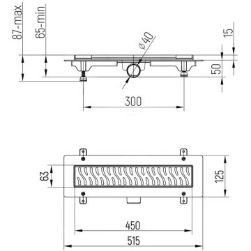 Душевой лоток с рамкой Paini (Паини) Harmony 450 мм, хром CH450HN