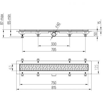 Душевой лоток с рамкой Paini (Паини) Harmony 750 мм, хром CH750HN