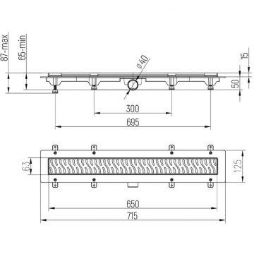 Душевой лоток Paini (Паини) Harmony 650 мм, черный матовый CH650HC