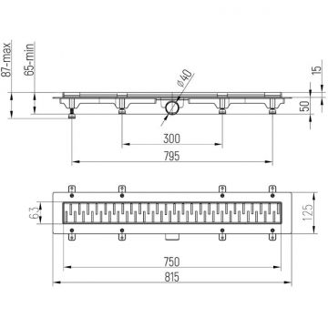 Душевой лоток Paini (Паини) Medium 750 мм, черный матовый CH750MC