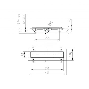 Душевой трап-лоток MCH Chudej (МСХ Чудей) Harmony боковой слив D40, рамка пластик, 350 мм CH350H, серебро глянцевый