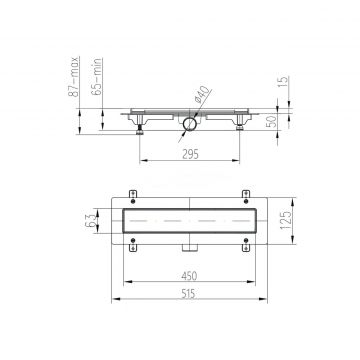 Душевой трап-лоток MCH Chudej (МСХ Чудей) Klasik боковой слив D40, рамка пластик, 450 мм CH450K, серебро глянцевый