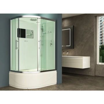 Душевая кабина Esbano (Эсбано) Elegancia полукруглая с крышей и высоким поддоном EST-129CRB (R) 120x90x210 см