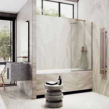 Шторка для ванны в узком профиле Maybahglass (Майбахгласс) 1400х600 мм, стекло Сатин , профиль Бронза MGV-92-2у