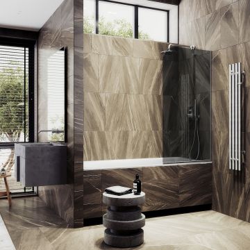 Шторка для ванны в узком профиле Maybahglass (Майбахгласс) 1400х700 мм, стекло Графит , профиль Хром матовый MGV-81-5у