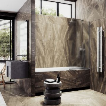 Шторка для ванны в узком профиле Maybahglass (Майбахгласс) 1400х800 мм, стекло Сатин , профиль Хром матовый MGV-94-5у