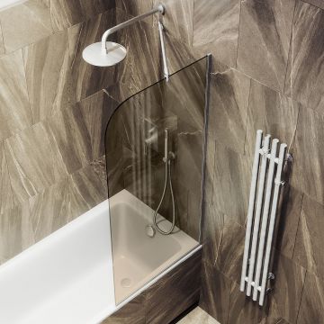 Шторка для ванны в узком профиле Maybahglass (Майбахгласс) 1400х900 мм, стекло Бронза , профиль Хром матовый MGV-71-5у