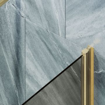 Шторка для ванны Maybahglass (Майбахгласс) поворотная на монопетле 1400х400 мм, стекло Бронза , профиль Золото MGV-601-3