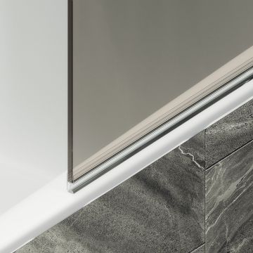 Шторка для ванны Maybahglass (Майбахгласс) поворотная на монопетле 1400х400 мм, стекло Бронза , профиль Белый MGV-601-1