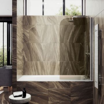 Шторка для ванны Maybahglass (Майбахгласс) поворотная на монопетле 1400х400 мм, стекло Бронза , профиль Хром матовый MGV-601-5
