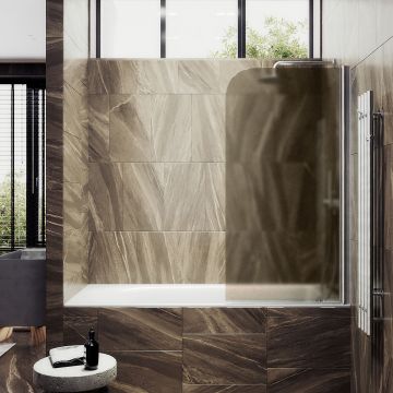 Шторка для ванны Maybahglass (Майбахгласс) поворотная на монопетле 1400х400 мм, стекло Бронза матовая , профиль Хром матовый MGV-602-5