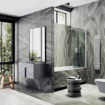 Шторка для ванны Maybahglass (Майбахгласс) поворотная на монопетле 1400х400 мм, стекло Бесцветное , профиль Белый MGV-596-1