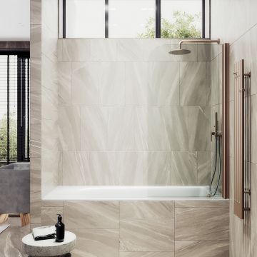 Шторка для ванны Maybahglass (Майбахгласс) поворотная на монопетле 1400х400 мм, стекло Бесцветное , профиль Бронза MGV-596-2