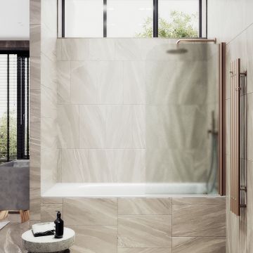 Шторка для ванны Maybahglass (Майбахгласс) поворотная на монопетле 1400х400 мм, стекло Сатин , профиль Бронза MGV-605-2