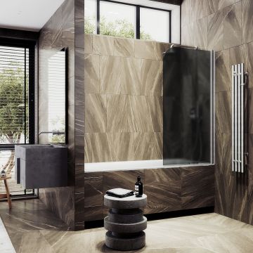 Шторка для ванны Maybahglass (Майбахгласс) поворотная на монопетле 1400х400 мм, стекло Графит матовый , профиль Хром матовый MGV-604-5