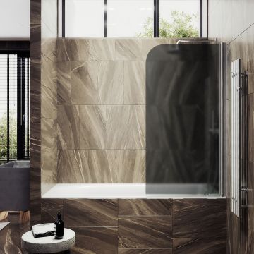 Шторка для ванны Maybahglass (Майбахгласс) поворотная на монопетле 1400х400 мм, стекло Графит матовый , профиль Хром матовый MGV-604-5