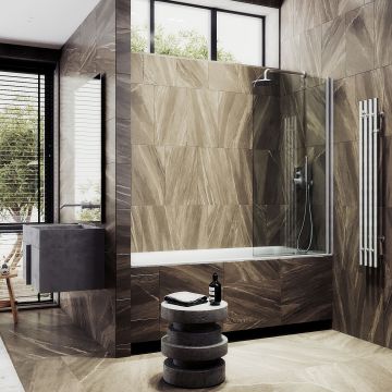 Шторка для ванны Maybahglass (Майбахгласс) поворотная на монопетле 1400х500 мм, стекло Бесцветное , профиль Хром матовый MGV-597-5