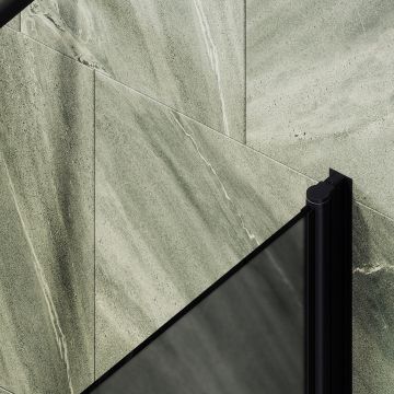 Шторка для ванны Maybahglass (Майбахгласс) поворотная на монопетле 1400х500 мм, стекло Графит матовый , профиль Черный MGV-609-6