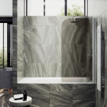 Шторка для ванны Maybahglass (Майбахгласс) поворотная на монопетле 1400х600 мм, стекло Бронза матовая , профиль Белый MGV-612-1