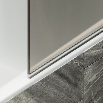 Шторка для ванны Maybahglass (Майбахгласс) поворотная на монопетле 1400х600 мм, стекло Бронза матовая , профиль Белый MGV-612-1