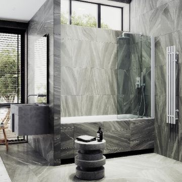 Шторка для ванны Maybahglass (Майбахгласс) поворотная на монопетле 1400х700 мм, стекло Бесцветное , профиль Белый MGV-599-1