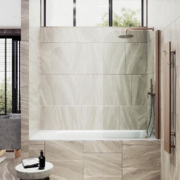 Шторка для ванны Maybahglass (Майбахгласс) поворотная на монопетле 1400х700 мм, стекло Бесцветное , профиль Бронза MGV-599-2