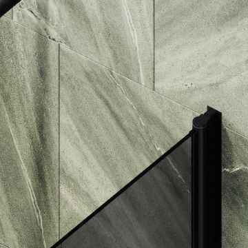 Шторка для ванны Maybahglass (Майбахгласс) поворотная на монопетле 1400х700 мм, стекло Графит , профиль Черный MGV-618-6