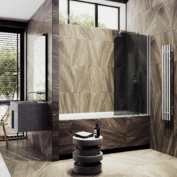 Шторка для ванны Maybahglass (Майбахгласс) поворотная на монопетле 1400х700 мм, стекло Графит матовый , профиль Хром матовый MGV-619-5