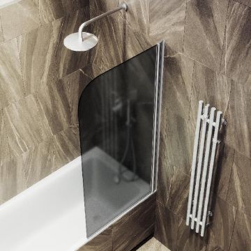 Шторка для ванны Maybahglass (Майбахгласс) поворотная на монопетле 1400х700 мм, стекло Графит матовый , профиль Хром матовый MGV-619-5