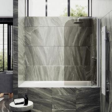 Шторка для ванны Maybahglass (Майбахгласс) поворотная на монопетле 1400х800 мм, стекло Бронза , профиль Белый MGV-622-1