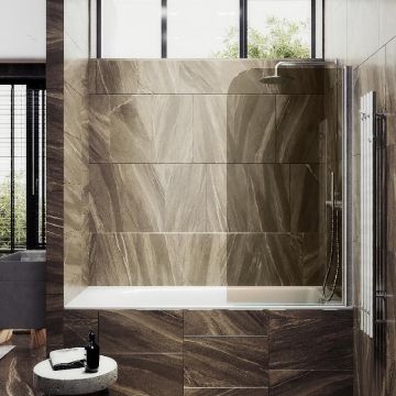 Шторка для ванны Maybahglass (Майбахгласс) поворотная на монопетле 1400х800 мм, стекло Бронза , профиль Хром матовый MGV-622-5