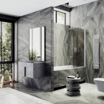 Шторка для ванны Maybahglass (Майбахгласс) поворотная на монопетле 1400х800 мм, стекло Бронза матовая , профиль Белый MGV-625-1