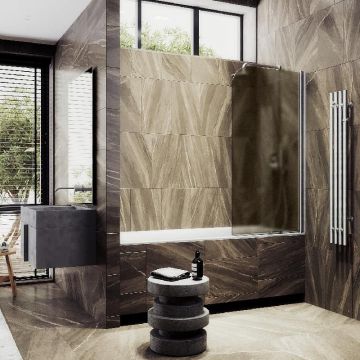 Шторка для ванны Maybahglass (Майбахгласс) поворотная на монопетле 1400х800 мм, стекло Бронза матовая , профиль Хром матовый MGV-625-5