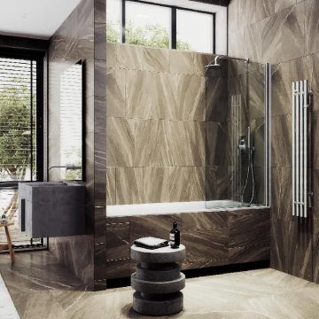 Шторка для ванны Maybahglass (Майбахгласс) поворотная на монопетле 1400х800 мм, стекло Бесцветное , профиль Хром матовый MGV-600-5