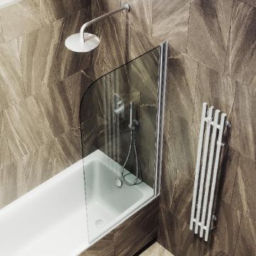 Шторка для ванны Maybahglass (Майбахгласс) поворотная на монопетле 1400х800 мм, стекло Бесцветное , профиль Хром матовый MGV-600-5
