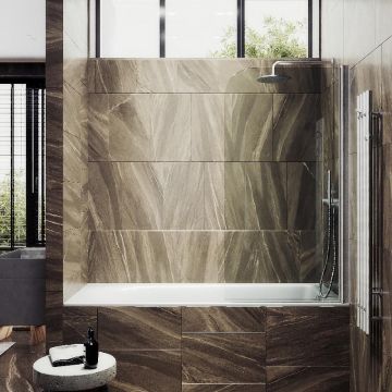 Шторка для ванны Maybahglass (Майбахгласс) поворотная на монопетле 1400х800 мм, стекло Бесцветное , профиль Хром матовый MGV-600-5