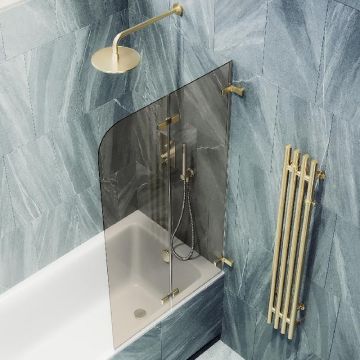 Шторка для ванны Maybahglass (Майбахгласс) складная 2 секции 1400х515 мм, Стекло 6 мм Бронза MGV-573-3