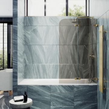 Шторка для ванны Maybahglass (Майбахгласс) складная 2 секции 1400х515 мм, Стекло 6 мм Бронза MGV-573-3