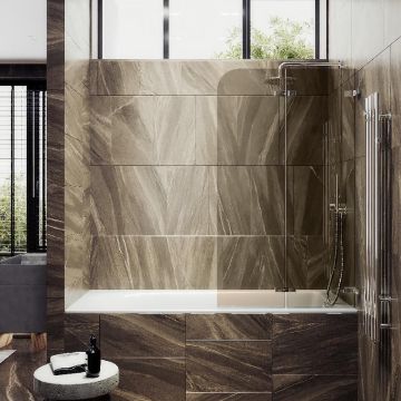 Шторка для ванны Maybahglass (Майбахгласс) складная 2 секции 1400х515 мм, Стекло 6 мм Бронза MGV-573-4