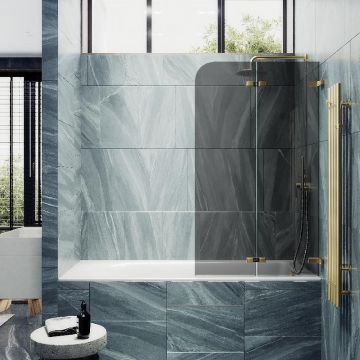 Шторка для ванны Maybahglass (Майбахгласс) складная 2 секции 1400х515 мм, Стекло 6 мм Графит MGV-576-3
