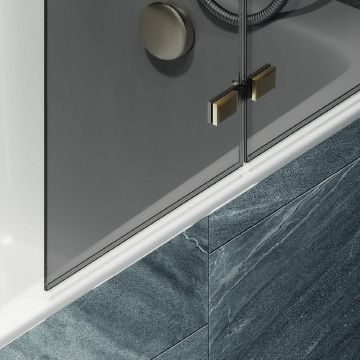 Шторка для ванны Maybahglass (Майбахгласс) складная 2 секции 1400х515 мм, Стекло 6 мм Графит MGV-576-3