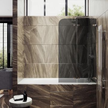 Шторка для ванны Maybahglass (Майбахгласс) складная 2 секции 1400х515 мм, Стекло 6 мм Графит MGV-576-4