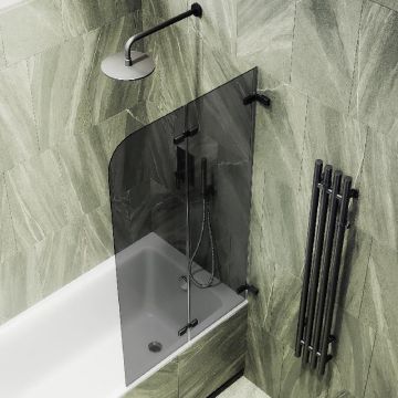 Шторка для ванны Maybahglass (Майбахгласс) складная 2 секции 1400х515 мм, Стекло 6 мм Графит MGV-576-6