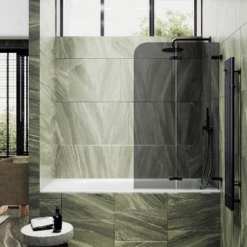 Шторка для ванны Maybahglass (Майбахгласс) складная 2 секции 1400х515 мм, Стекло 6 мм Графит MGV-576-6