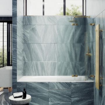 Шторка для ванны Maybahglass (Майбахгласс) складная 2 секции 1400х515 мм, Стекло 6 мм Сатин MGV-574-3