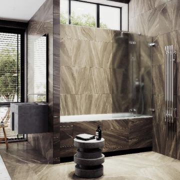 Шторка для ванны Maybahglass (Майбахгласс) складная 2 секции 1400х515 мм, Стекло 6 мм Сатин MGV-574-4