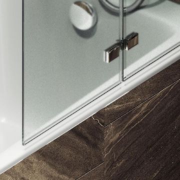 Шторка для ванны Maybahglass (Майбахгласс) складная 2 секции 1400х515 мм, Стекло 6 мм Сатин MGV-574-4