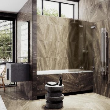 Шторка для ванны Maybahglass (Майбахгласс) складная 2 секции 1400х515 мм, Стекло 6 мм Бронза матовая MGV-575-4